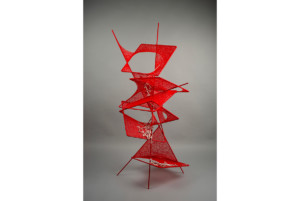 State of Being (Keys), 2015 ARMATURE EN MÉTAL, CLEFS ET FIL ROUGE 148 X 58 X 60 CM 58 1/4 X 22 7/8 X 23 5/8 IN. © Chiharu Shiota. Photo Sunhi Mang.