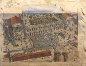 Jean-Claude Golvin - Rome - Forum Romanum - Funérailles de César