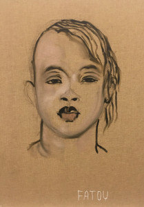 Dalila Dalléas Bouzar - Fatou (série studio), 40x30 cm, huile sur toile - Galerie Cécile Fakhoury